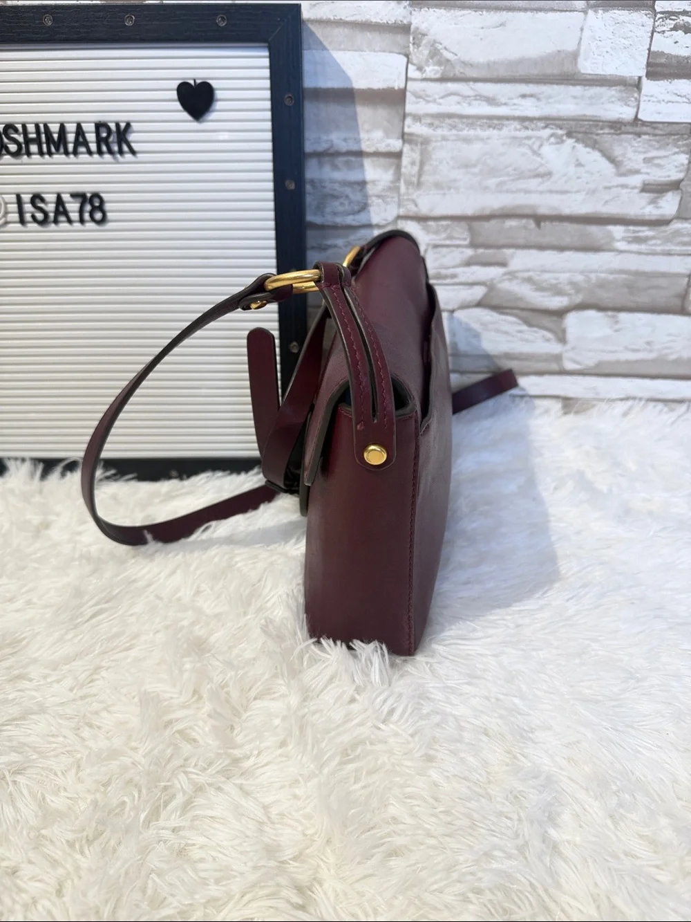 Tory Burch Burgundy Leather Miller Crossbody Bag